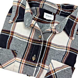 Weekends Everyday Light Flannel Black Tan Button Down Shirt